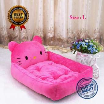 Cute Animal Cat Dog Pet Beds Mats Teddy Pet Dog Sofa Pet Cat Bed House Big Blanket Cushion Basket Supplies 1(L_pink KT cat） - intl