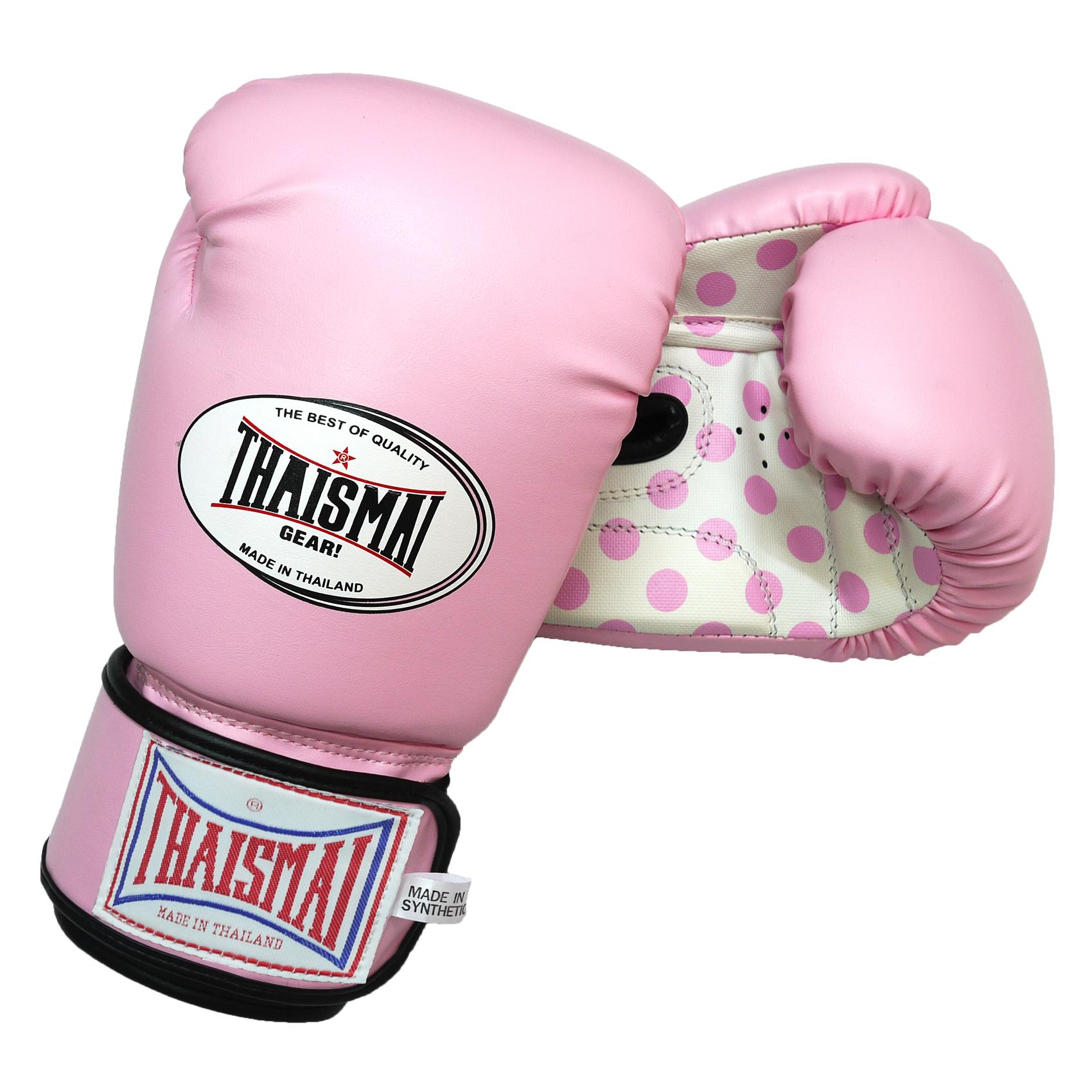 THAISMAI BG124 นวมชกมวย นวมซ้อมมวย นวมต่อยมวย อุปกรณ์มวยไทย นวม หนังเทียม  BG-124 Boxing Gloves PU Special Color Pink/Polkadots THAIFIGHTPRO  color Pink/Dotssize 12 OZ