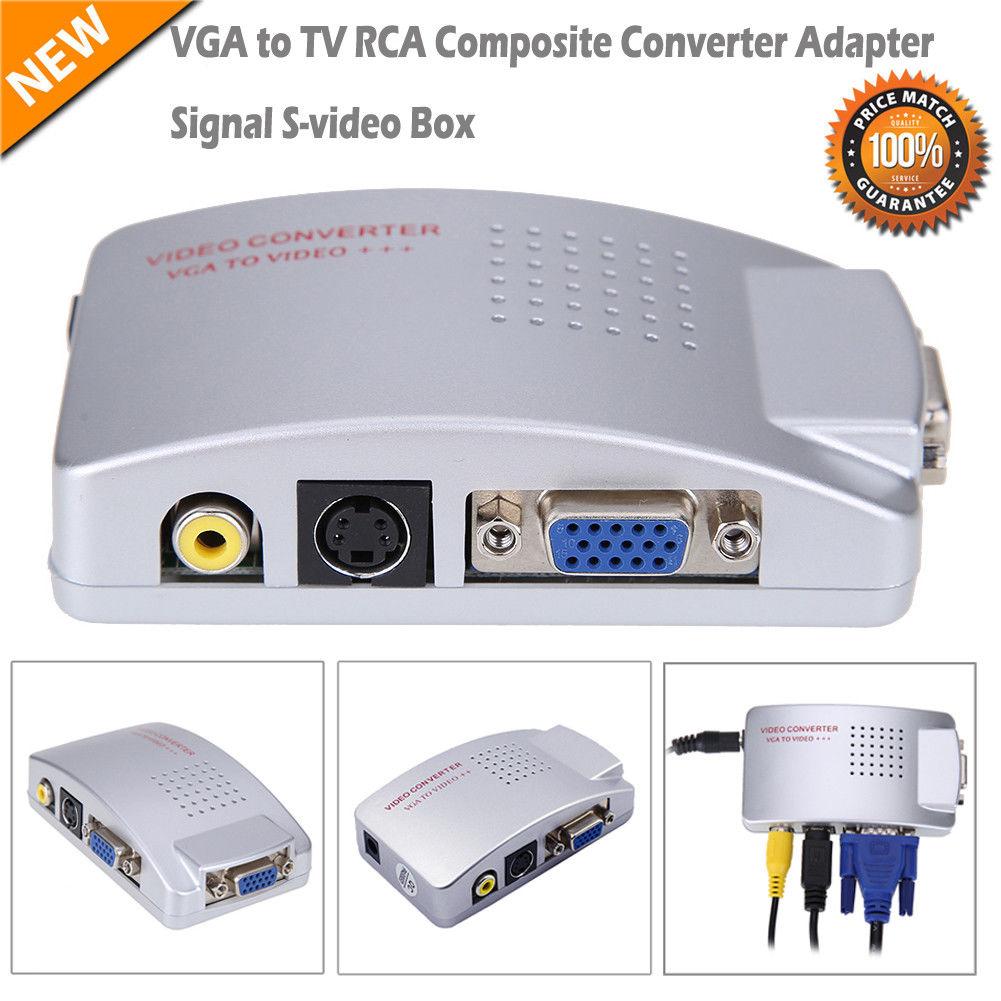 Universal PC To TV Converter Box VGA to TV AV RCA Signal Adapter Converter Video Switch Box Composite Supports NTSC PAL