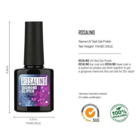 สีทาเล็บเจล ROSALIND สีไดมอนกริสเตอร์ 2019 Diamond Glitter Colors Series   ขนาด 10 ml.