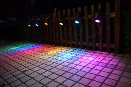 สปอร์ตไลท์ปักสนาม โซล่าเซลล์ 7 led (super bright) (เเสง : หลากสี)