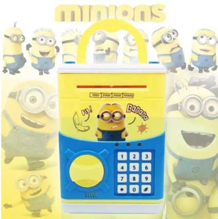 Best Seller กระปุกตู้เซฟ ออมสิน มินเนี่ยน ATM รุ่น ดูดแบงค์ได้ Cartoon Plggy Bank Minnion
