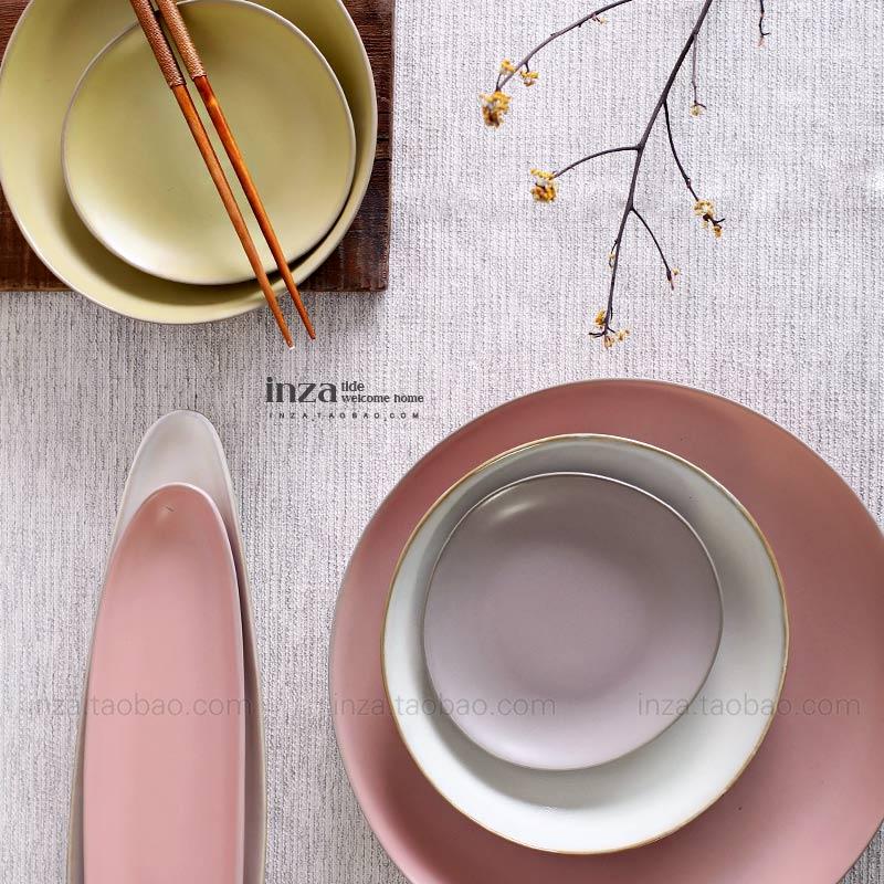 Tide XI. High Quality the Stamped Japanese Style Dish Plate Steak Plate a Dinner Plate Household Plate Dish Gift Box