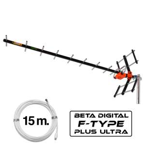 BETA เสาอากาศดิจิตอลทีวี UHF รุ่น HD-14EF พร้อมสาย RG-6/u 15 เมตร