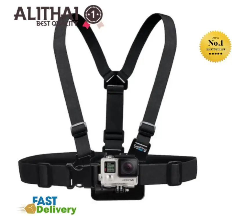 ภาพสินค้าAlithai Gopro accessories Adjle Elastic Body Harness Chest Strap Mount Band Belt for Go Pro Hero 4 3+ SJCAM action Camera จากร้าน Alithai บน Lazada ภาพที่ 1