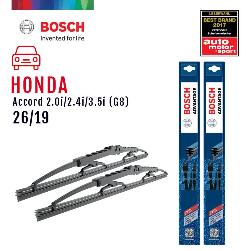 Bosch ใบปัดน้ำฝน Honda Accord 2.0i 2.4i 3.51i(G8) ปี 2008-2012 ขนาด 26/19 นิ้ว รุ่น Advantage
