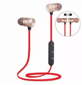 หูฟังบลูทูธสเตอริโอกีฬาหูฟังไร้สายหูฟังแม่เหล็กหูฟังสำหรับการออกกำลังกายในโรงยิมการตัดเสียงรบกวน (สีแดง)