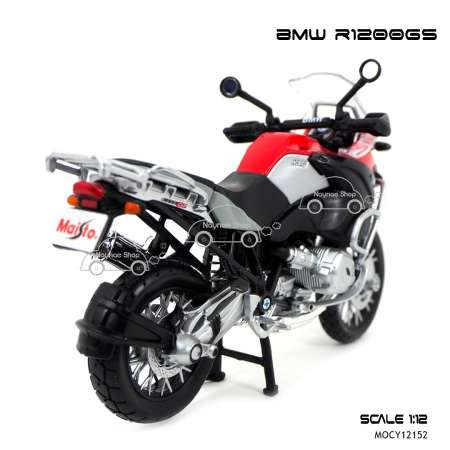 Naynaeshop โมเดลรถ มอเตอร์ไซด์ บิ๊กไบค์ BMW R1200GS สีแดงดำ (Scale 1:12)