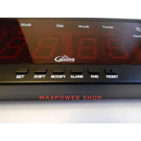 Caixing นาฬิกาดิจิตอล ตั้งโต๊ะ ติดผนัง ใช้ไฟบ้าน + รถยนต์ รุ่น CX - 2158 ตัวเลขสีแดง