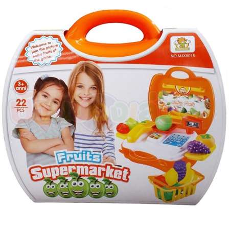 BKL TOY ของเล่นครัว ร้านขายของ Fruits Supermarket  ชุดกระเป๋าซุปเปอร์มาร์เก็ต 23 ชิ้น MJX8015