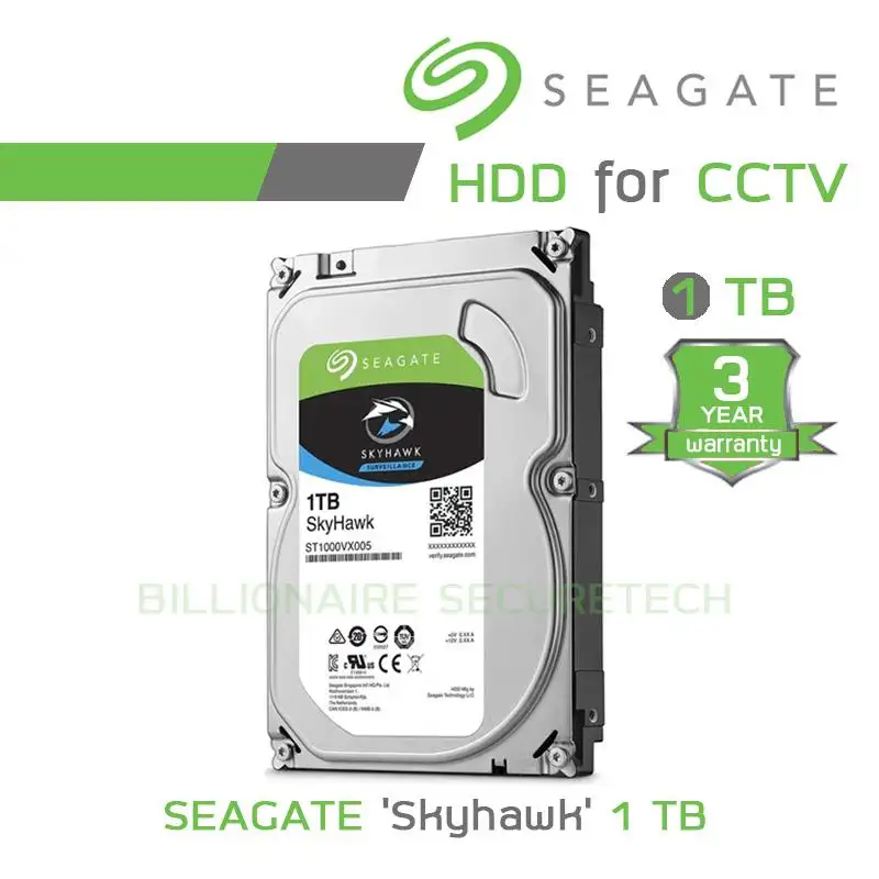 ภาพสินค้าSeagate SATA-III SkyHawk 1TB Internal Hard Drive For CCTV - ST1000VX005 BY BILLIONAIRE SECURETECH จากร้าน Billionaire Securetech บน Lazada ภาพที่ 1