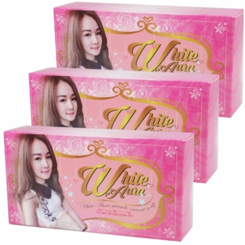 (3 ก้อน) White Aura Miracle Carrot Soap สบู่แครอท ไวท์ ออร่า ผิวขาวกระจ่างใส ไร้สิว ลดฝ้า กระ จุดด่างดำ บรรจุก้อนละ 160g. (3 ก้อน) White Aura Miracle Carrot Soap สบู่แครอท ไวท์ ออร่า ผิวขาวกระจ่างใส ไร้สิว ลดฝ้า กระ จุดด่างดำ บรรจุก้อนละ 160g.