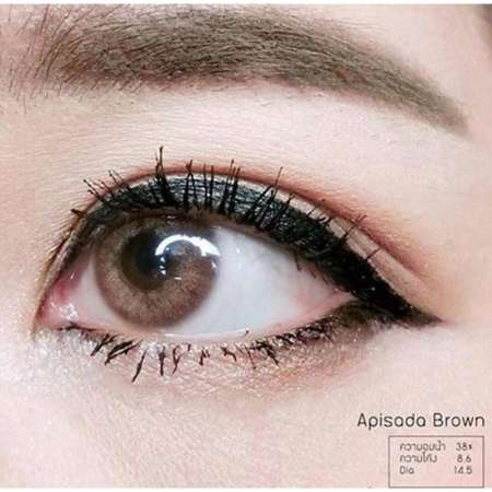 sweety plus คอนแทคเลนส์ แบบแฟชั่นสายตาปกติ รุ่น Apisada  brown สีน้ำตาล พร้อมตลับใส่ 1 คู่