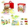 JKP Toys ของเล่นไม้ เสริมพัฒนาการ  บล็อกไม้สร้างเมือง 100 ชิ้น พร้อมผังเมือง กล่องสีเหลี่ยม