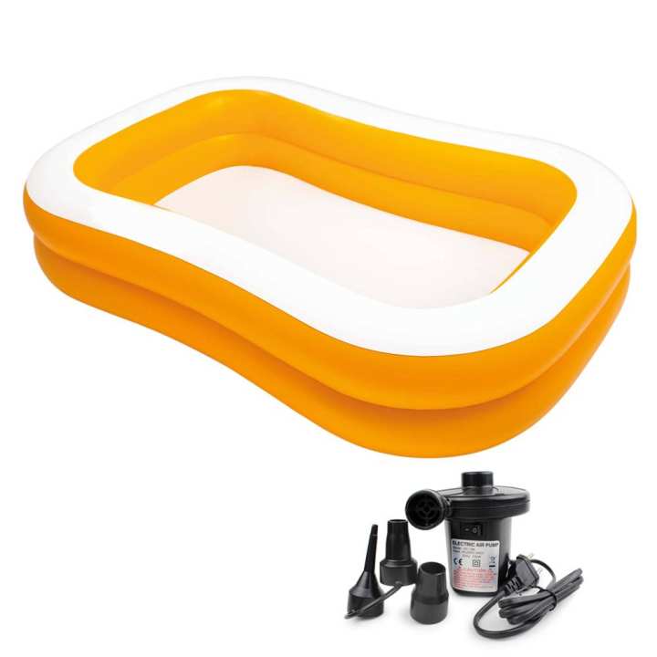 Telecorsa สระน้ำเป่าลม ทรงสี่เหลี่ยม ขนาด 200x120x40 ซม. รุ่น Swim2  แถมที่เป่าลมไฟฟ้า