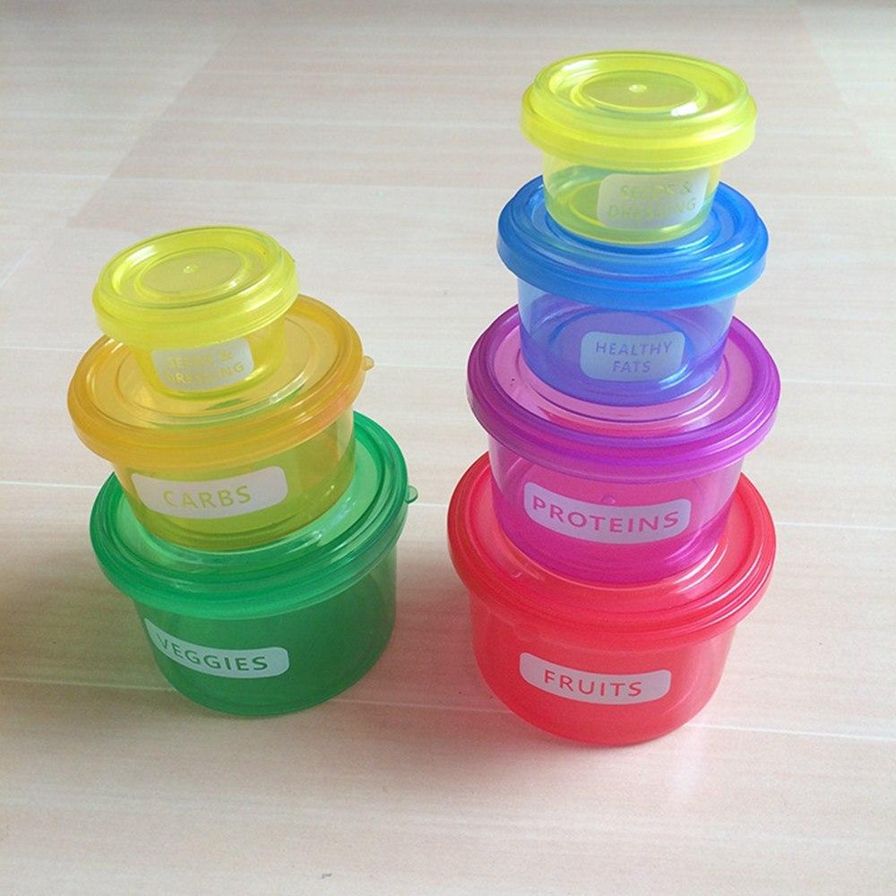 7pcs/set Perfect Portions Lunch Cute Box Tableware Control Containers