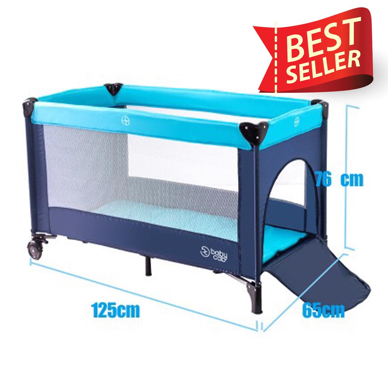Hot item Baby Bed ที่นอนเด็กแบบพับได้ 0-5 ขวบ 125x65x76（cm）(สีฟ้า)