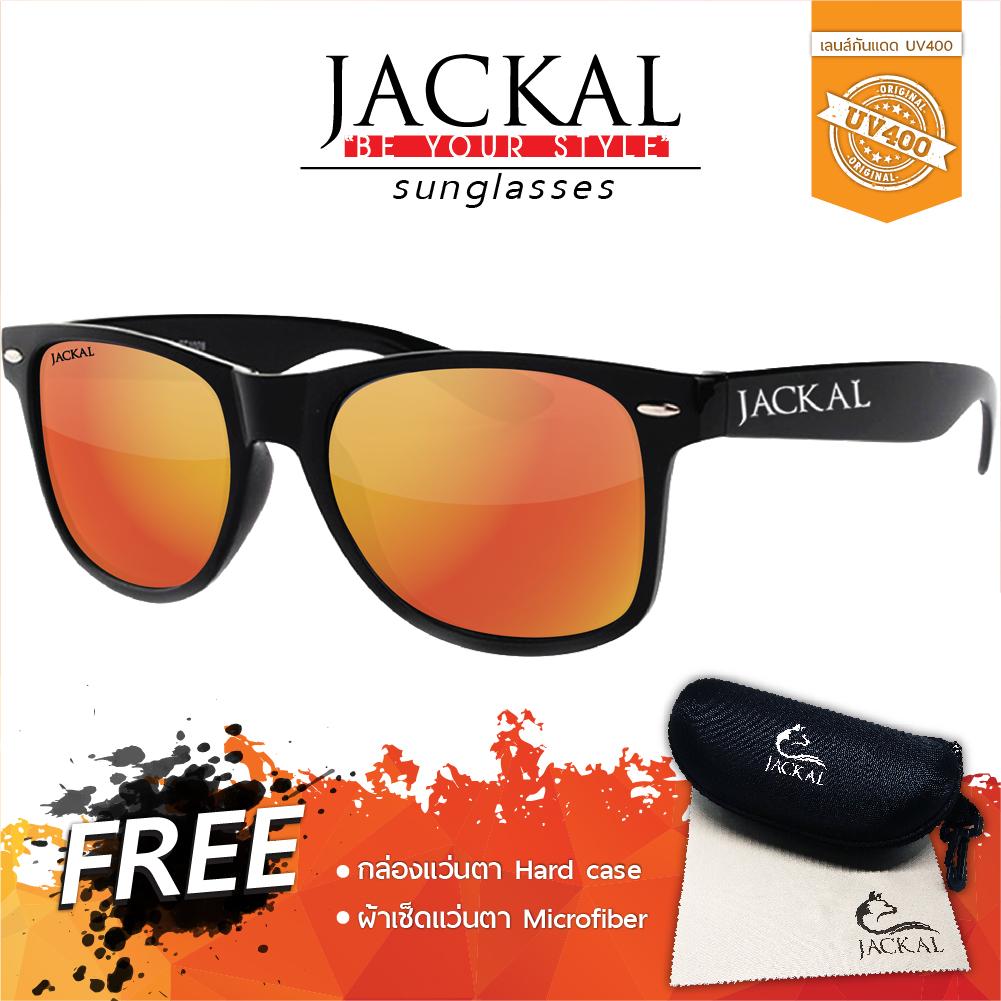 JACKAL แว่นตากันแดด รุ่น TRAVELLER JS003 (Premium Black Frame /Gold-Red Mirror Lens)