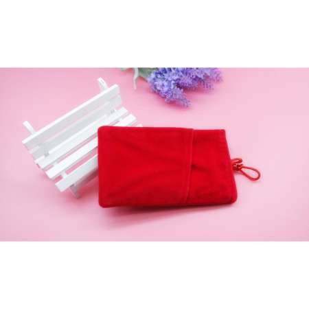 ถุงผ้ากำมะหยี่ 2 ช่อง สำหรับใส่มือถือหรือแบตสำรอง ขนาด 11.5x18 CM (สีแดง)