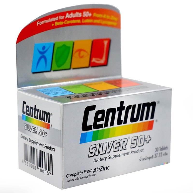 Centrum Silver 50+ 30 Tablets เซนทรัม ซิลเวอร์ 50+ (30 เม็ด) [1 กล่อง ...