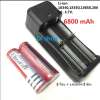 ถ่านชาร์จ 18650 3.7V 6800 mAh 2 ก้อน (สีแดง) + ที่ชาร์จแบต