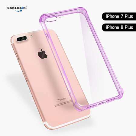 KAKUDOS Bumper Case เคสใสซิลิโคนกันกระแทก สำหรับ iPhone 7 Plus / iPhone 8 Plus ( สีม่วง ) แถมฟรี!!! ฟิล์มกระจกนิรภัย มูลค่า 250 บาท