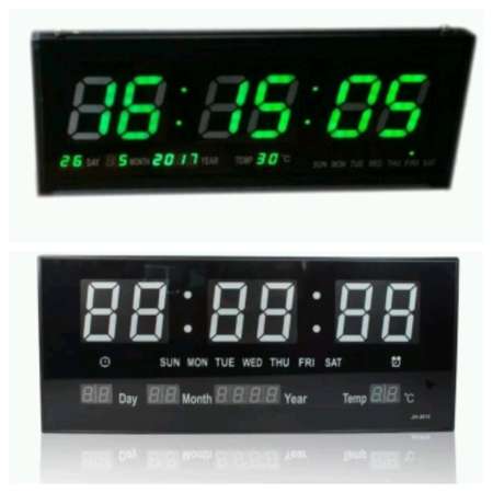 นาฬิกาดิจิตอล LED DIGITAL CLOCK แขวนติดผนัง ขนาด 36 X 15 X 3 ( ตัวเลข สูง 5 CM ) ตั้งปลุกได้ มี BACK UP ในตัว ไฟดับไม่ต้องตั้งเวลาใหม่ รุ่น JH 3615 ตัวเลขสีเขียว
