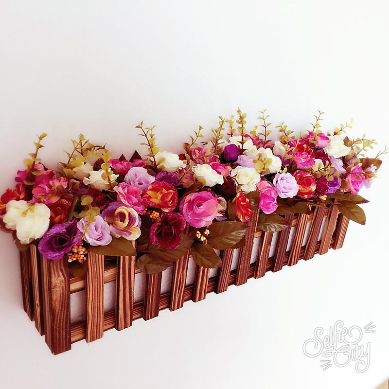 ดอกไม้จำลองดอกไม้ตกแต่งทำจากผ้าไหมดอกไม้ปลอมสไตล์ยุโรปดอกกุหลาบรั้วไม้ดอกไม้เซต 58 ระเบียงห้องนอน Asian Creative Luxury Art Works การตกแต่ง