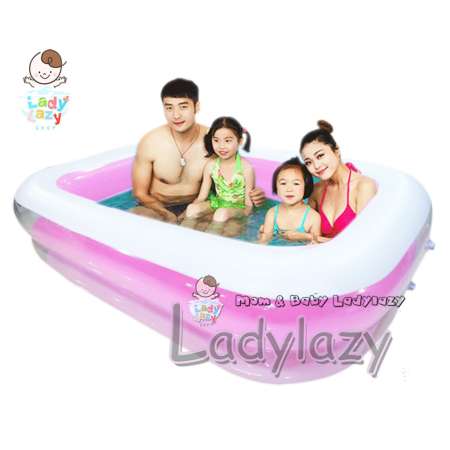 ladylazyสระน้ำ 2 ชั้น ขนาด 220x160x55cm สีชมพู