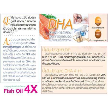 Fish oil 1,000 น้ำมันปลา4X / ฟื้นฟูความจำ บำรุงสมองและประสาท สำหรับเด็กและผู้ใหญ่ (1,000มก./30แคปซูล) ตรา กิฟฟารีน