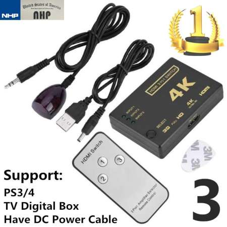 Ultra HD 4K x 2K HDMI Switch 3x1 Switcher Selector 3D 1080p With IR Remote