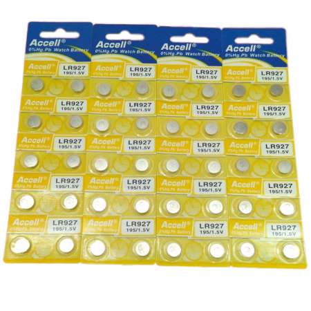ถ่านกระดุม ถ่านนาฬิกา LR927 195/1.5V  Accell Watch Battery 4 แผง ( 40 เม็ด ) ใช้สำหรับนาฬิกา หรือ กล้องส่องพระไฟวงแหวน