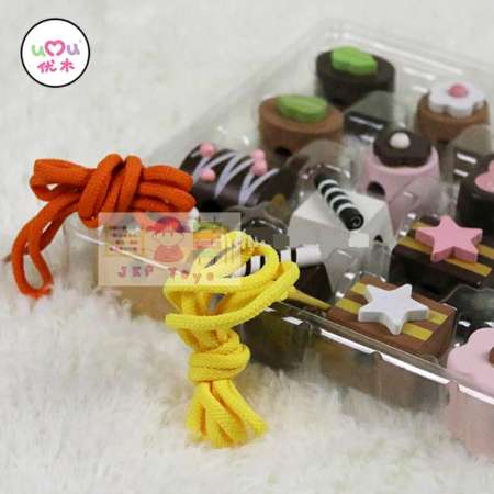 JKP Toys ของเล่นไม้ร้อยเชือกขนมหวาน chocolate งานเนี๊ยบ 