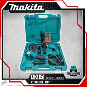 MAKITA ชุดเครื่องมือ...สว่าน+หินเจียร์ สุดคุ้ม!! รุ่น DK1151 (หินเจียร์4นิ้ว GA4030 + สว่านกระแทก5หุล HP1630 + แถมฟรี ชุดดอกสว่าน 9 ตัว/ชุด+ใบเจียร์ 1 ใบ)