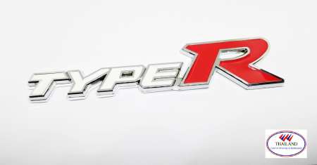  Type R เพลทติดท้ายรถ สีขาวแดง