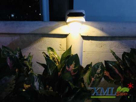 โคมไฟติดผนัง โซล่าเซลล์ กิ่ง 9 SMD LED สีดำ(เเสง : เหลืองวอมไวท์)