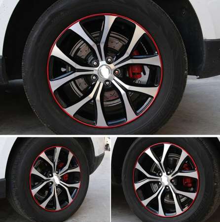 8M Wheel Hub Protector Exterior Rim Grill (RED) ยางกันรอย เส้นแต่งขอบ ล้อแม็ก เส้นแต่งขอบภายนอก เส้นตัดขอบรถยนต์ พร้อมส่ง ยาว 8 เมตร - สีแดง