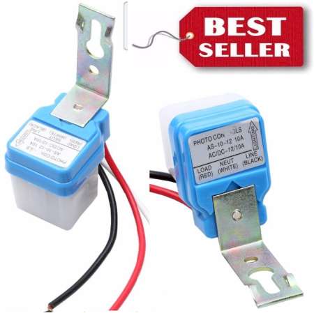 สวิทช์เซ็นเซอร์แสงอัตโนมัติไฟแบตเตอรี่หรือแสงอาทิตย์ DC 12โวลต์ 10A (แพ็ค2)