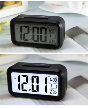 Hakone นาฬิกาปลุกตั้งโต๊ะ นาฬิกาดิจิตอล แสดงวันที่ เดือน อุณหภูมิ แสง Black Light ดูเวลาตอนกลางคืนได้ นาฬิกาปลุกเรื่องแสง นาฬิกาปลุก Alarm Clock new step asia