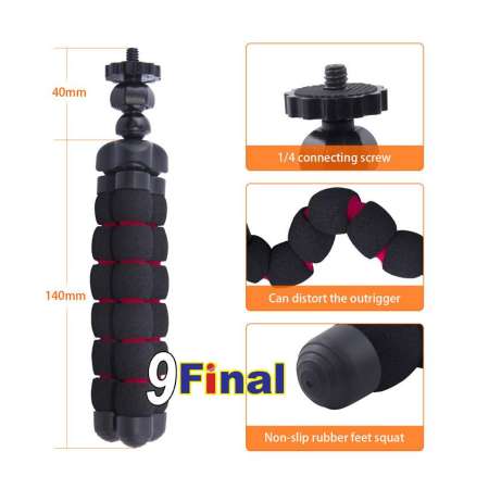 9FINAL P002S ขาตั้งกล้อง หนวดปลาหมึก Gorillpod Flexible Tripod Octopus tripod Size S ( ขนาดเล็ก) รับฟรี ...หัวต่อโทรศํพท์ TOP1 + หัวต่อ GOPRO TOP1 