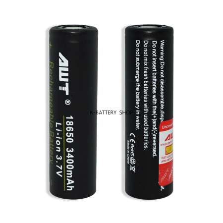 ถ่านชาร์จ AWT 18650 IMR 4A 3400mAh ล็อตใหม่ 1 ก้อน (สีดำ ของแท้ 100% เช็คโค้ดได้)