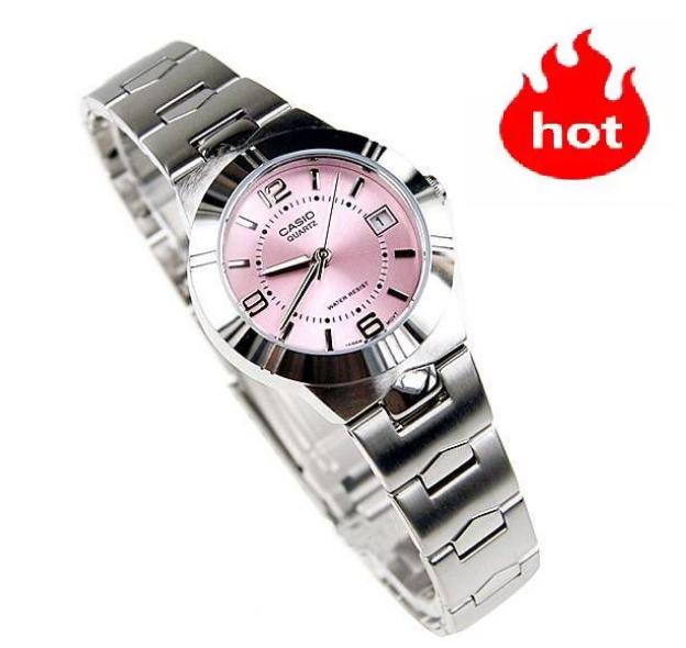 Casio Lady รุ่น LTP-1241D-4A นาฬิกาข้อมือผู้หญิง สายสแตนเลส หน้าปัดชมพูสุดหวาน (สินค้าขายดี)...
