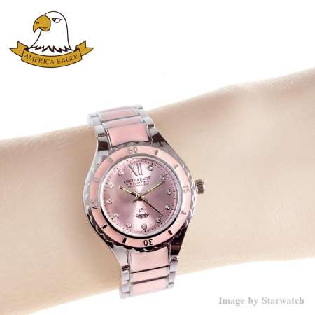 AMERICA EAGLE นาฬิกาข้อมือผู้หญิง สายสแตนเลส รุ่น AE036L -Silver/Pink