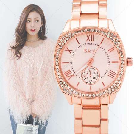 Zazzy Dolls นาฬิกาข้อมือ สายสแตนเลส หน้าปัดฝังเพชรรอบ Over Size รุ่น ZD-0152