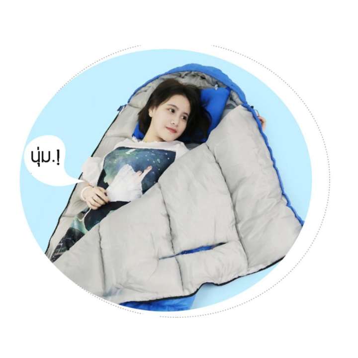 ถุงนอน สอดมือออกได้ -ใช้ได้หลากหลายแบบ 4in1-อย่างดี ขนาดพกพา เต้นท์สปริง Sleeping bag for Camping หนา1300g เต้นท์พับได้กันน้ำค้าง เต้นท์กางง่าย ที่นอนปิคนิค Domovoi