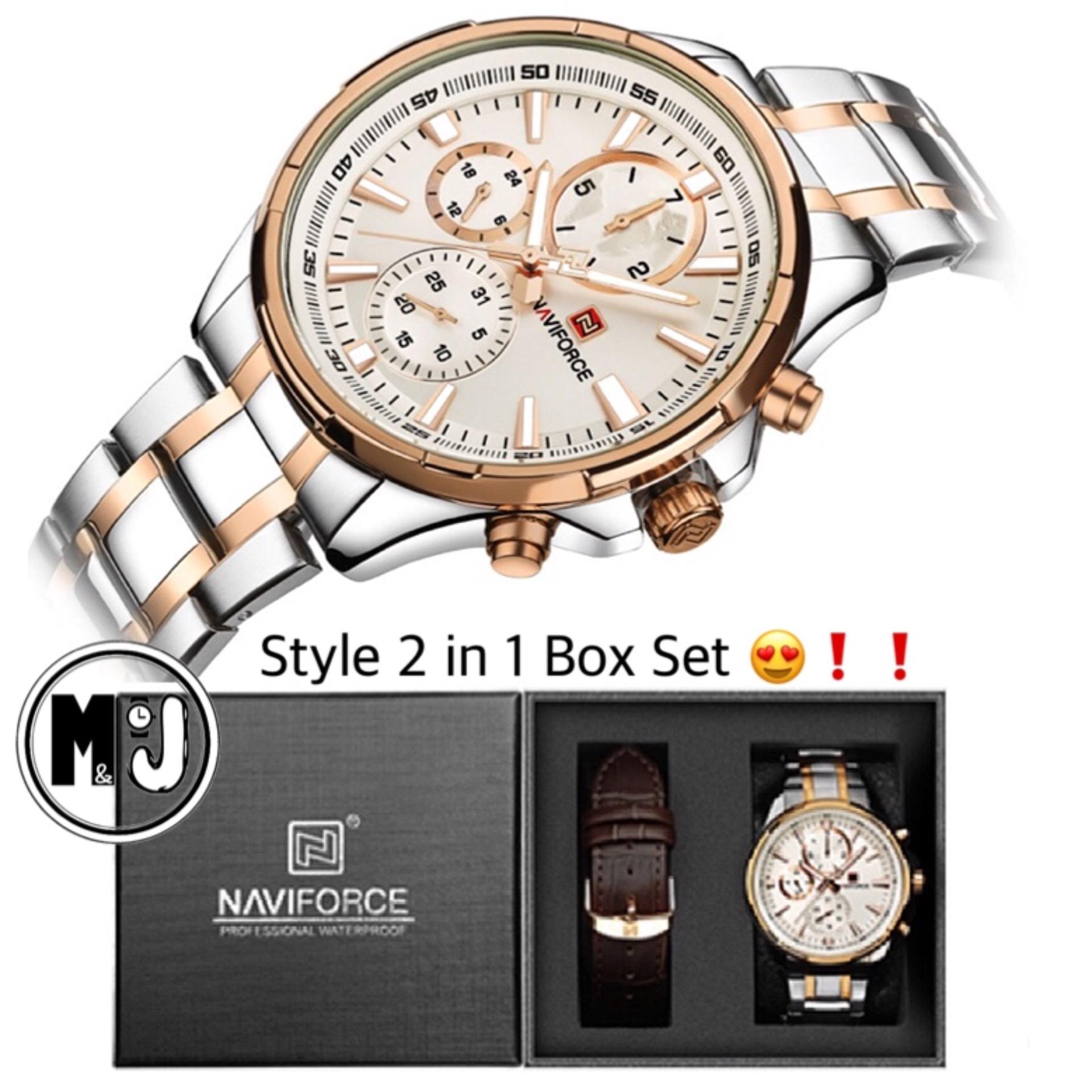 NAVIFORCE นาฬิกาแท้ รุ่น NF9089 Silver Gold (100% New)