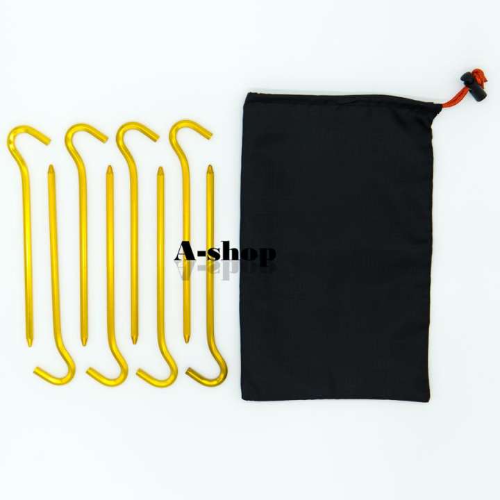 A-shop สมอบก สมอเต็นท์ สมอสำหรับยึดเต็นท์ 8 อัน พร้อมถุงผ้า รุ่น ATB090-Gold