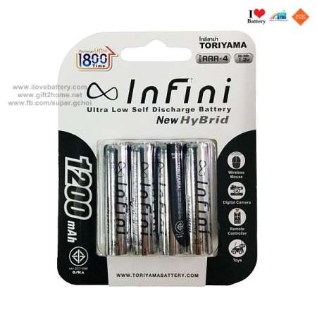 ลดเยอะ ถ่านชาร์จ TORIYAMA Infini AAA 1200 mAh ชาร์จ 1800 ครั้ง จำนวน 4 ก้อน
ปรึกษาสินค้า