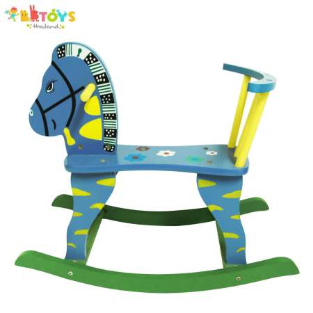 Play Us ม้าไม้โยกเยก หัวสีฟ้า