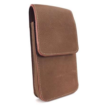 Chinatown Leather กระเป๋ามือถือหนังแท้ รุ่น ฝาตั้งครึ่ง iphone8+ iphone10 (สีแทน)